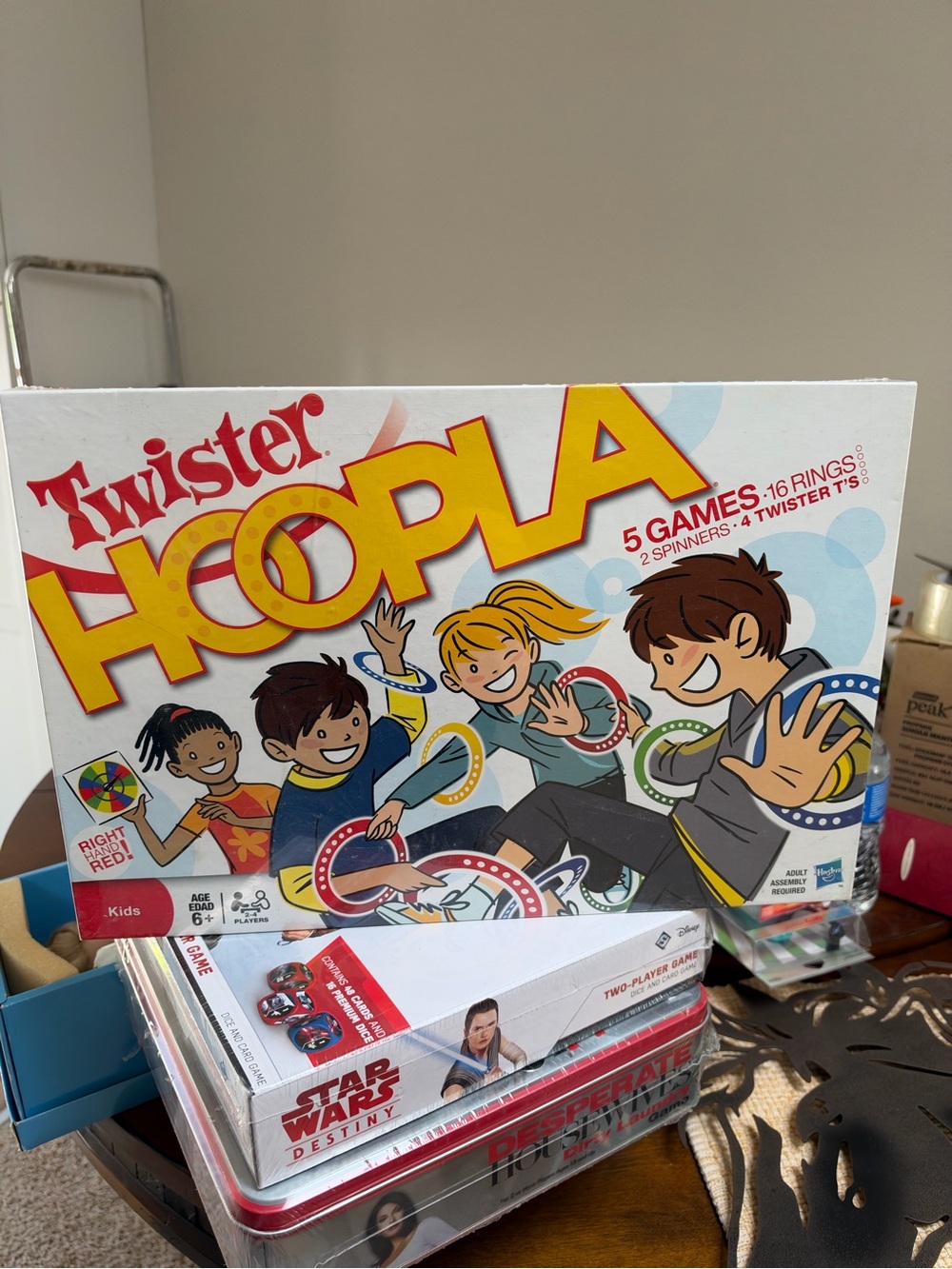 Hasbro Twister Hoopla 5 Kids Games Glue Toss Scatter Race Tangle Complete